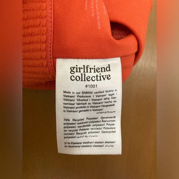 Girlfriend Collective Orange (Tart) Topanga High-Neck Bra XS - Picture 7 of 9